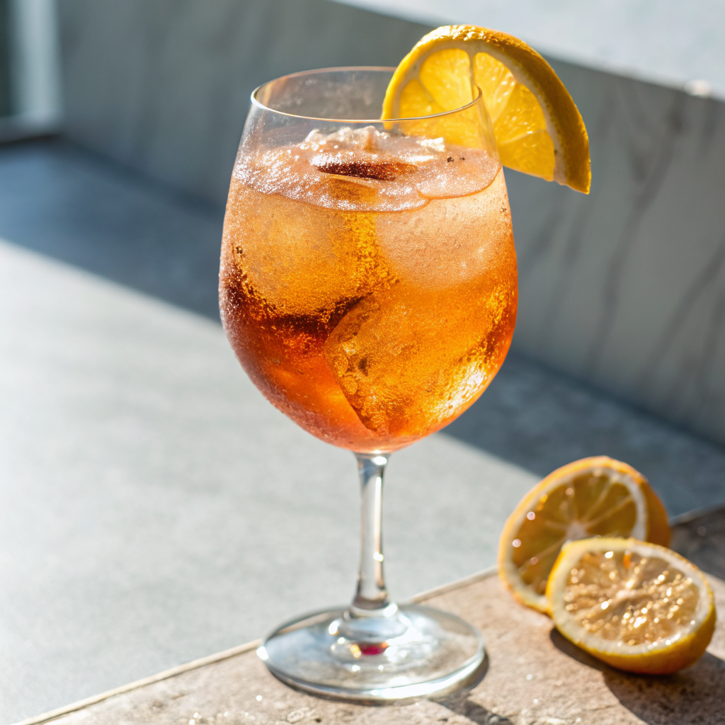 Vibrant Aperol Spritz with an orange slice