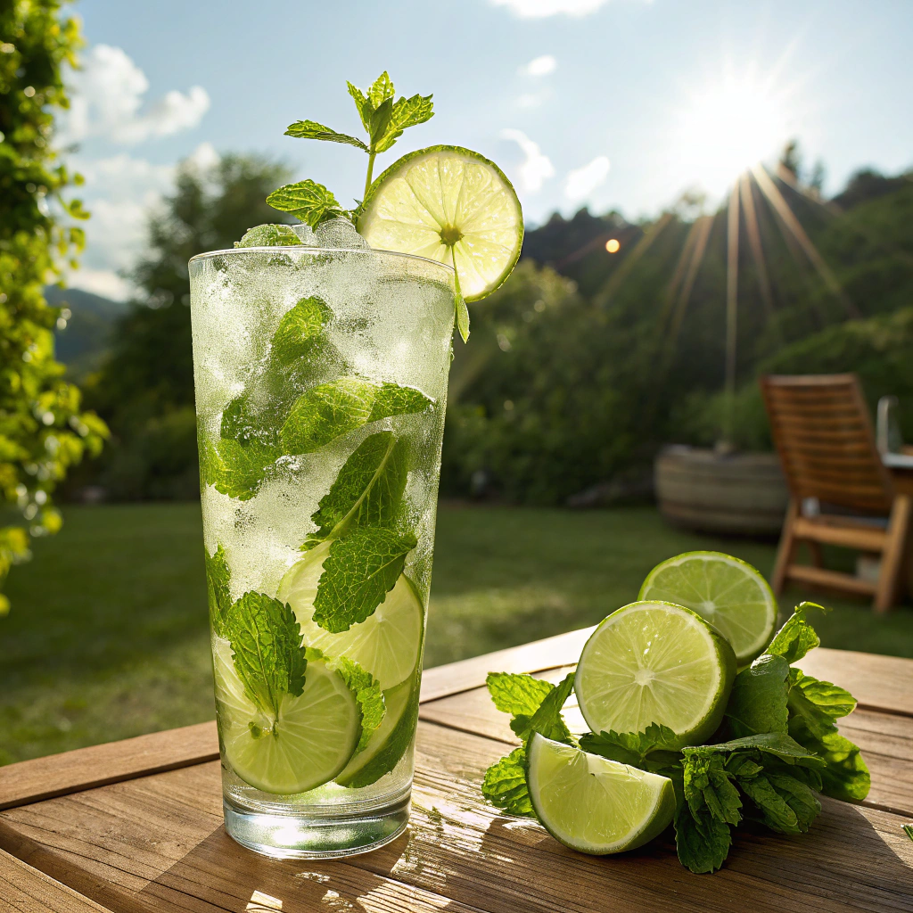 Refreshing Mojito with fresh mint and lime